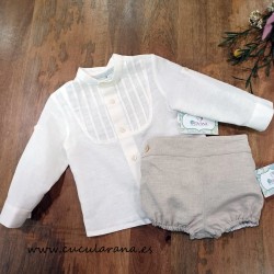 Conjunto niño Ranita lino rustico.