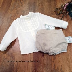 Conjunto niño Ranita lino rustico.