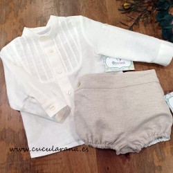 Conjunto niño Ranita lino rustico.