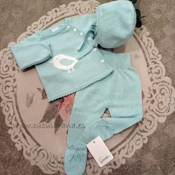 Conjunto bebe primera puesta verde menta