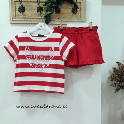 Camiseta niña rayas rojas dream kids