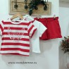 Camiseta niña rayas rojas dream kids