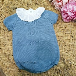 Pelele de punto azul cesar blanco