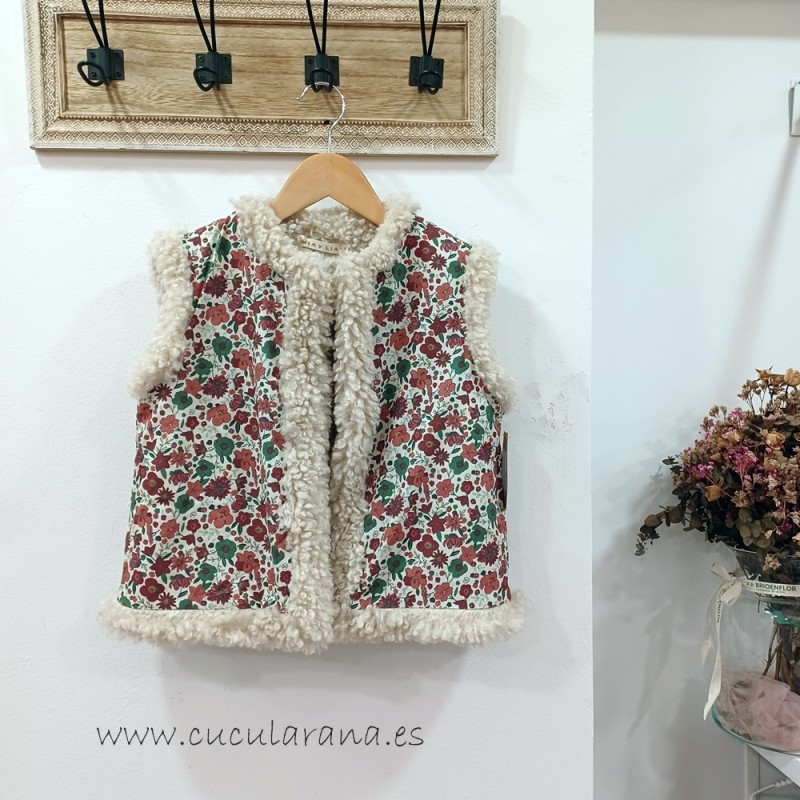 Chaleco flores borreguito mia y lia