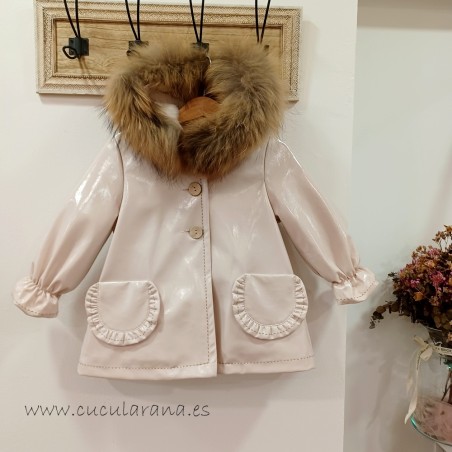 la martinica charol capucha pelo rosa bebe