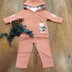 Chandal niño coral capucha