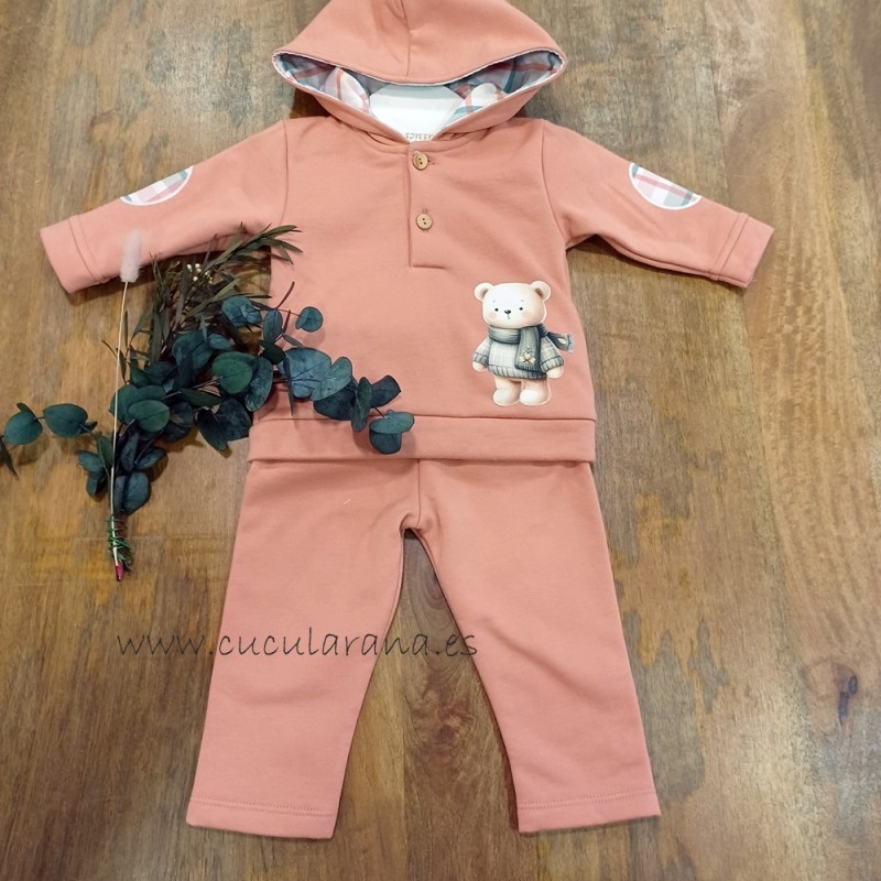 Chandal niño coral capucha
