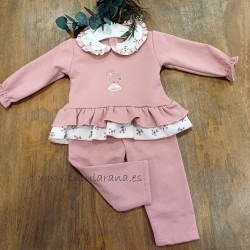Chandal rosa bebe flores