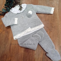 Conjunto bebe gris tres piezas