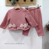 Conjunto niña chándal rosa nude lazo vichy de kiz