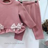 Conjunto niña chándal rosa nude lazo vichy de kiz