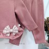 Conjunto niña chándal rosa nude lazo vichy de kiz