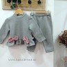 Conjunto niña chándal gris lazo vichy granate de kiz