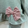 Conjunto niña chándal gris lazo vichy granate de kiz