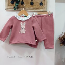 Conjunto Chándal niña rosa conejito de kiz