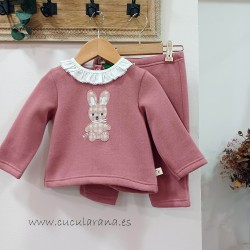 Conjunto Chándal niña rosa conejito de kiz
