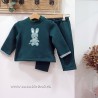 Conjunto Chandal niño verde conejito de kiz