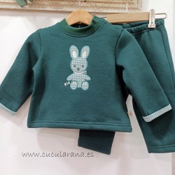 Conjunto Chandal niño verde conejito de kiz