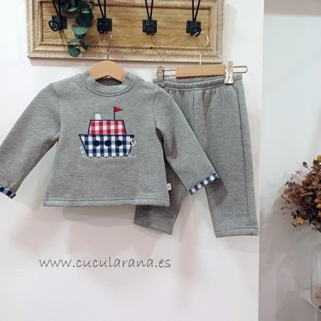 Conjunto Chandal niño gris barco