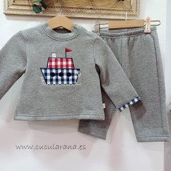 Conjunto Chandal niño gris barco