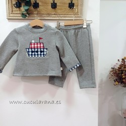 Conjunto Chandal niño gris barco
