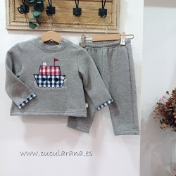 Conjunto Chandal niño gris barco