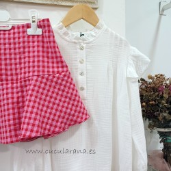 Conjunto blusa y falda pink red