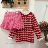 Conjunto blusa y falda pink red