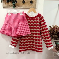 Conjunto blusa y falda pink red