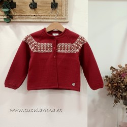 Chaqueta punto granate grecas
