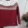 Conjunto niña de punto granate cuello