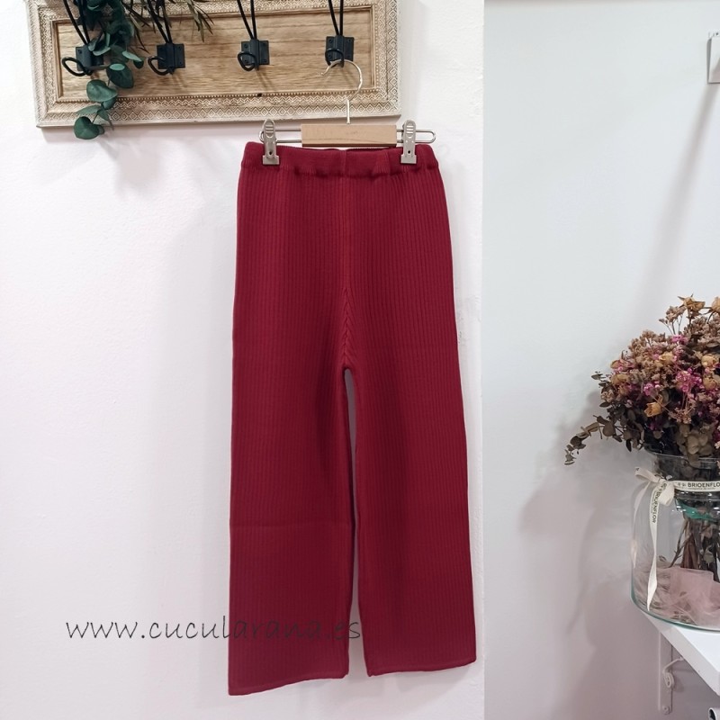 Pantalon de punto niña canale granate