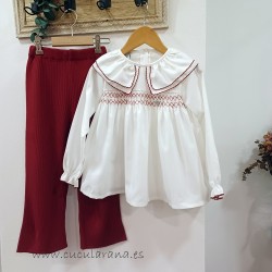 Pantalon de punto niña canale granate