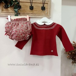 Conjunto ranita flores granate