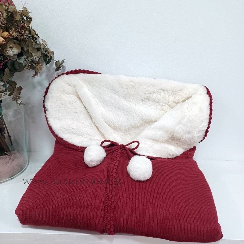 Saco bebe punto grante con muton beige