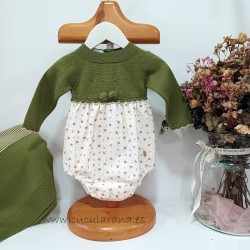 Pelele bebe verde olivo
