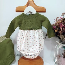 Pelele bebe verde olivo