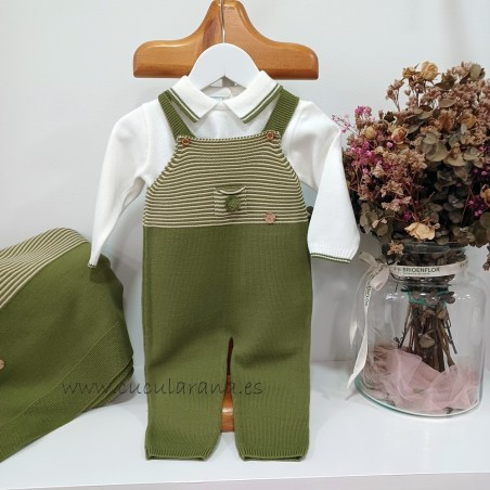 Conjunto niño polo y pelele verde olivo