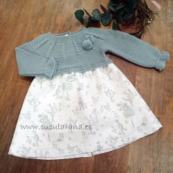 Vestido bebe punto verde toile