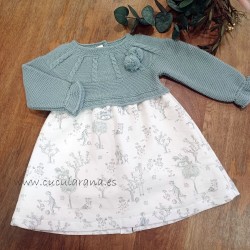 Vestido bebe punto verde toile