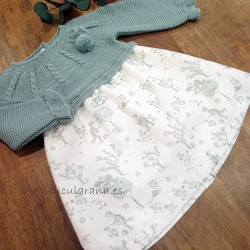 Vestido bebe punto verde toile