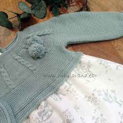 Vestido bebe punto verde toile