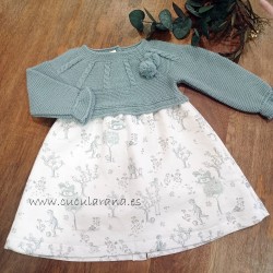 Vestido bebe punto verde toile