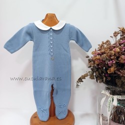 Pelele entero azul cuello bebe