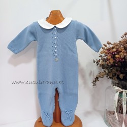 Pelele entero azul cuello bebe