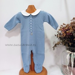 Pelele entero azul cuello bebe