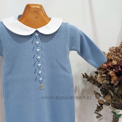 Pelele entero azul cuello bebe