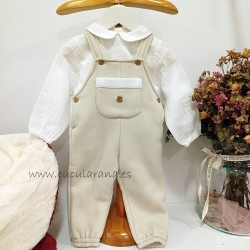 Conjunto de niño buzo y camisa crudo