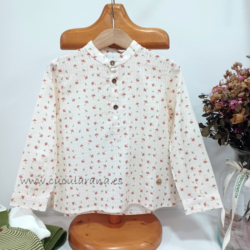 Camisa de niño crudo setas