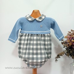 Pelele de punto azul cuadros